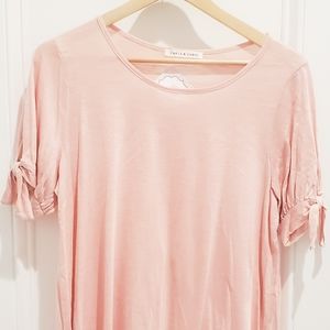 Pink Tie Sleeve Top